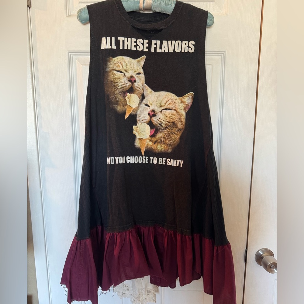 Custom patchwork emo/punk muscle tank dress
